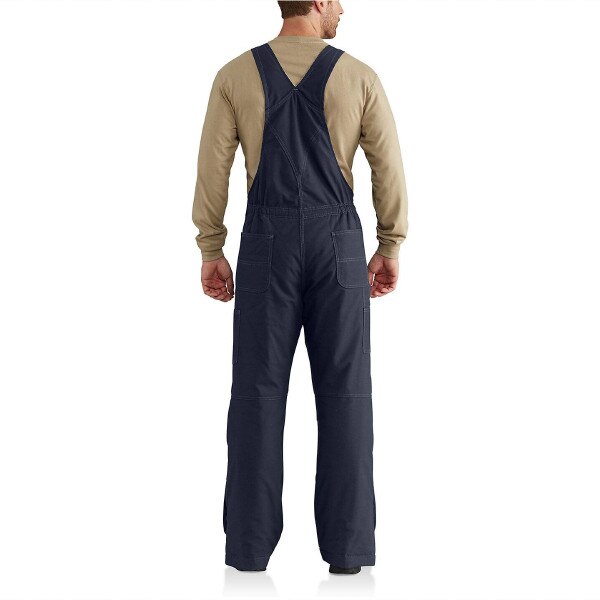 Carhartt FR Quilt Lined Quick Duck Bib Overall in Dark Navy